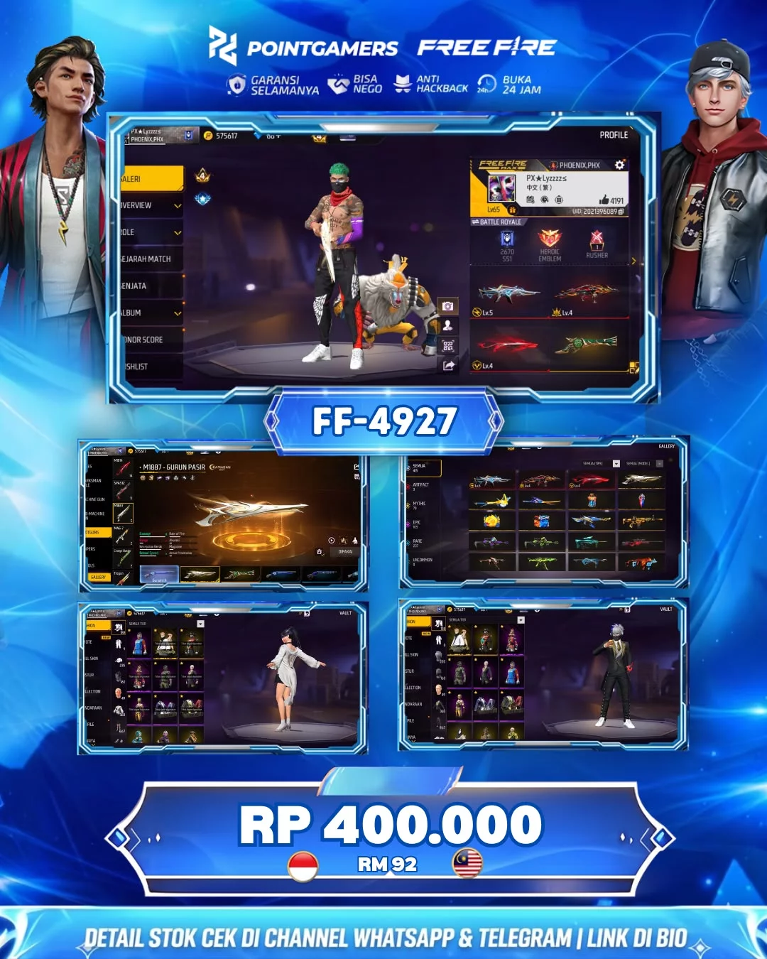 EVO : ADA 3, SG2 : 5 RASA, GURUN, TROMPET, MAMBA, BUNNY, PELURU SUCI 1