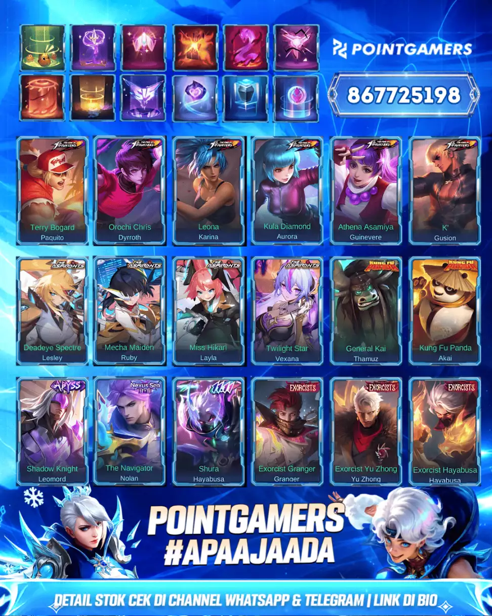 LESLEY LEGEND, MIYA LEGEND, VALIR LEGEND, LUNOX LEGEND, FREYA LEGEND, GRANGER LEGEND, FRANCO LEGEND 2