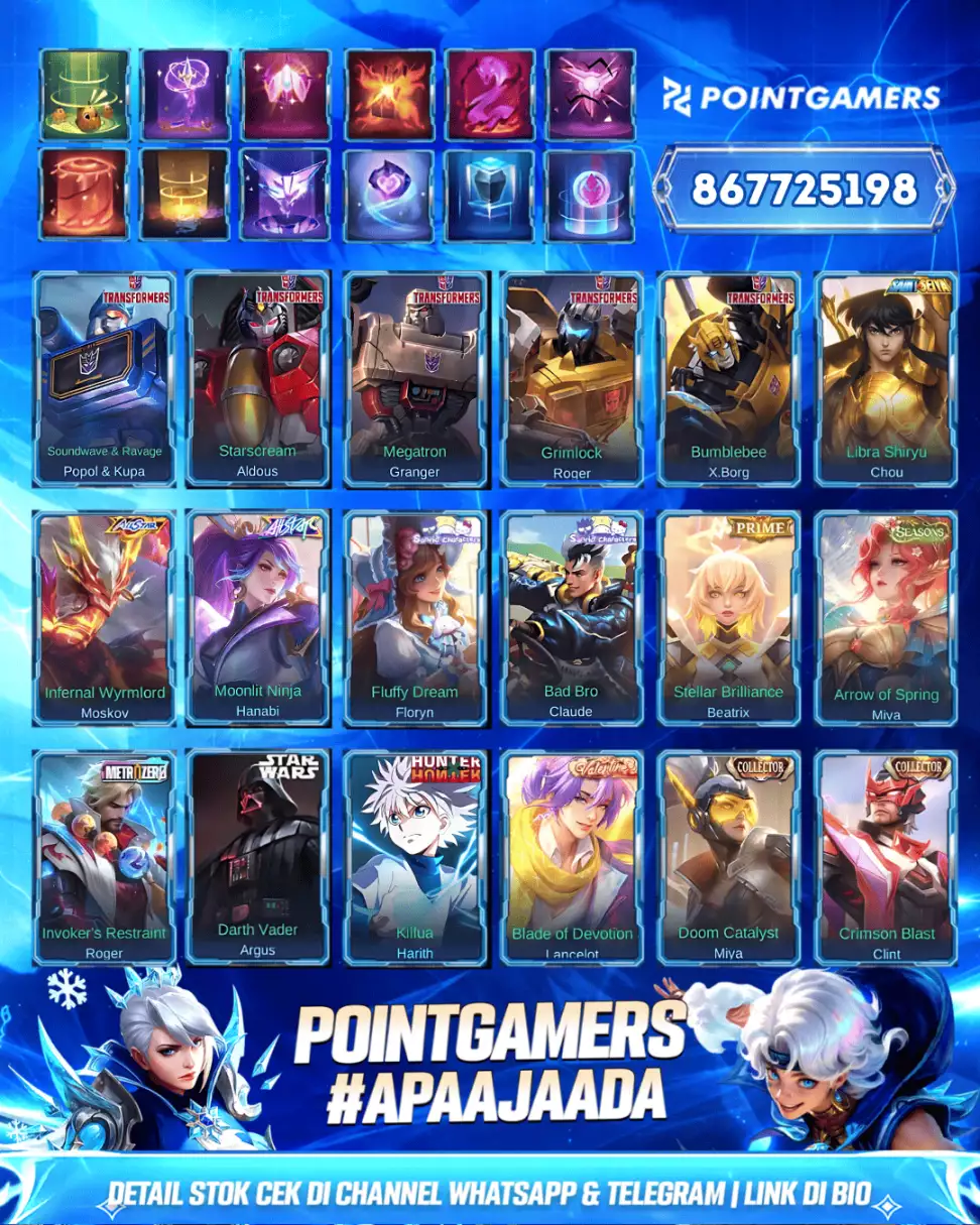 LESLEY LEGEND, MIYA LEGEND, VALIR LEGEND, LUNOX LEGEND, FREYA LEGEND, GRANGER LEGEND, FRANCO LEGEND 3