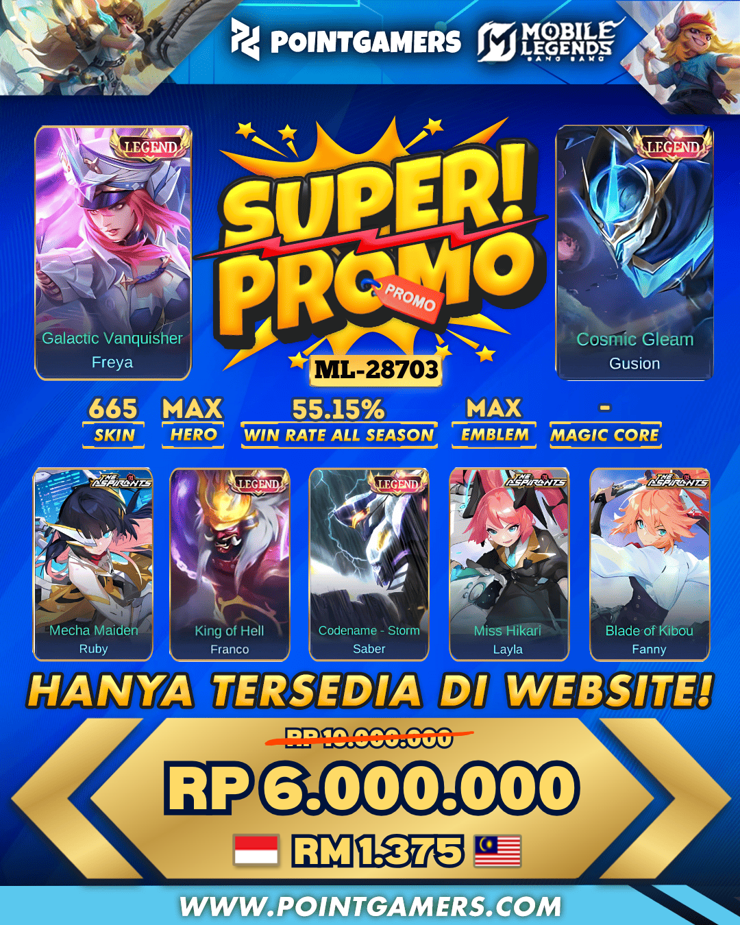 ML-28703 - PROMO FREYA LEGEND, GUSION LEGEND, FRANCO LEGEND, SABER LEGEND