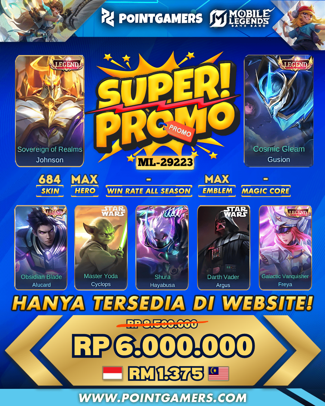 ML-29223 - PROMO FREYA LEGEND, JOHNSON LEGEND, ALUCARD LEGEND, GUSION LEGEND