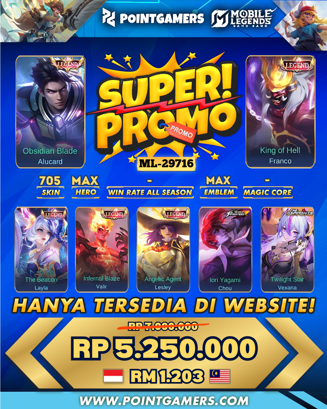 ML-29716 - PROMO LAYLA LEGEND, LESLEY LEGEND, FRANCO LEGEND, ALUCARD LEGEND, VALIR LEGEND