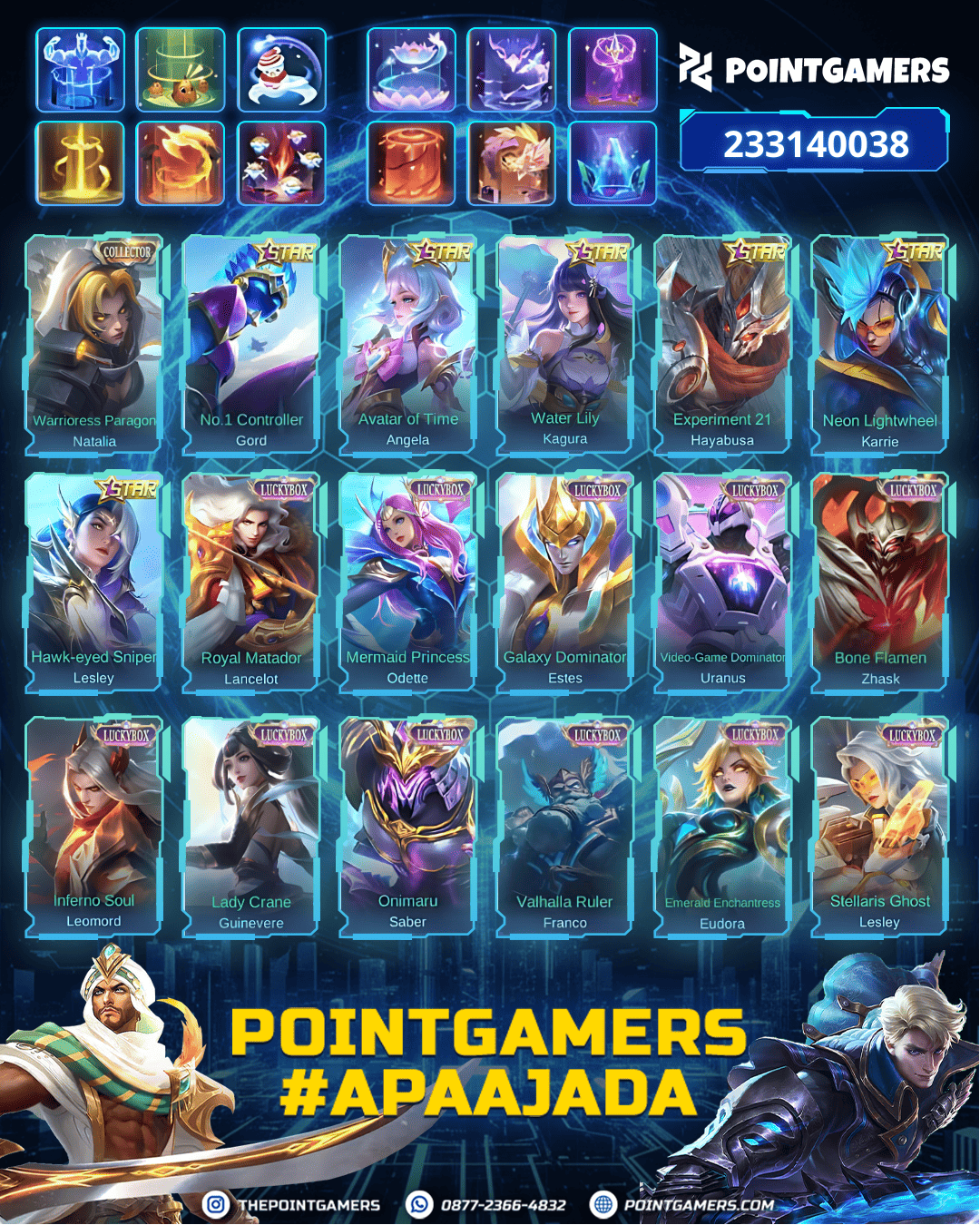 PROMO LAYLA LEGEND, LESLEY LEGEND, FRANCO LEGEND, ALUCARD LEGEND, VALIR LEGEND 3