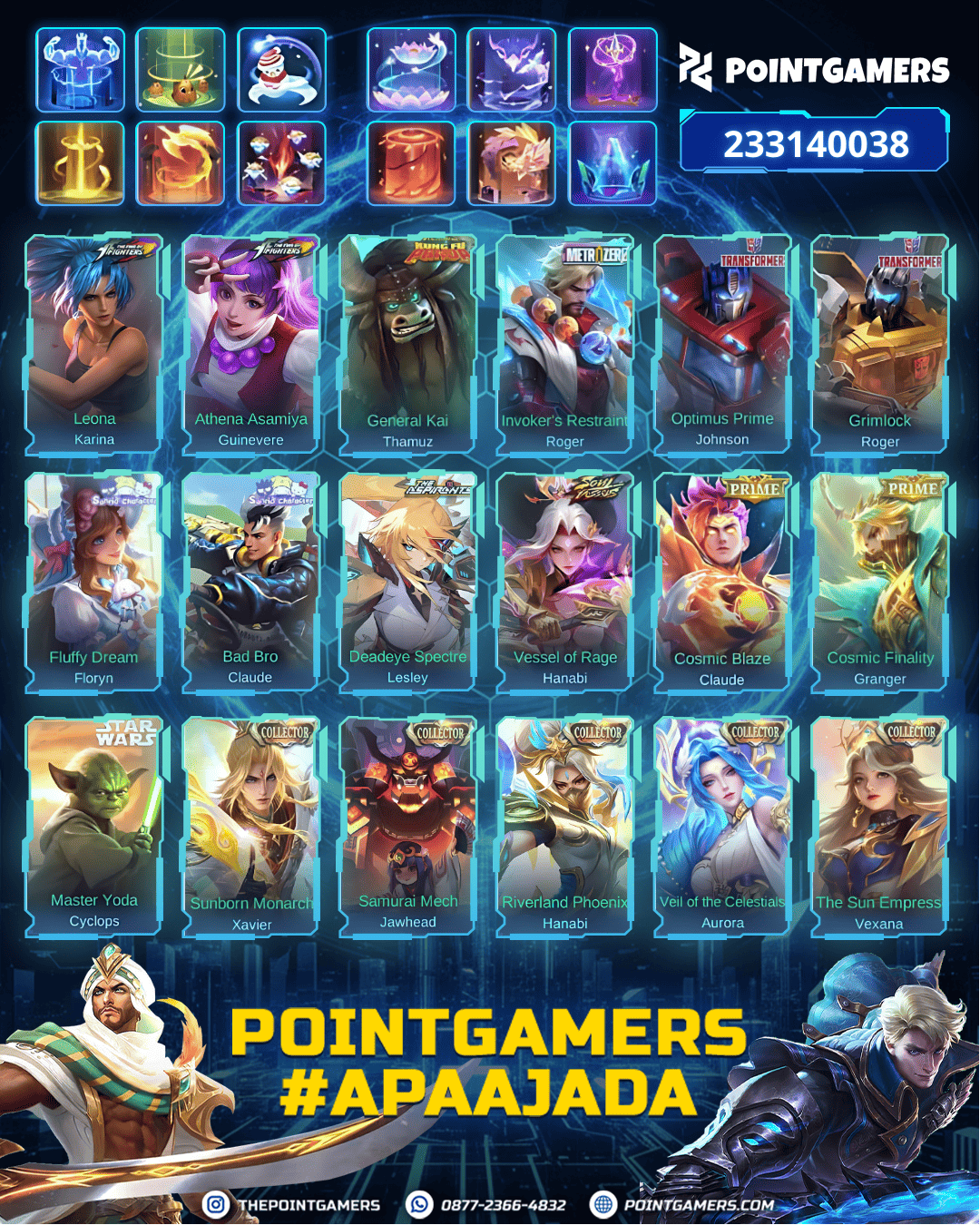 PROMO LAYLA LEGEND, LESLEY LEGEND, FRANCO LEGEND, ALUCARD LEGEND, VALIR LEGEND 4
