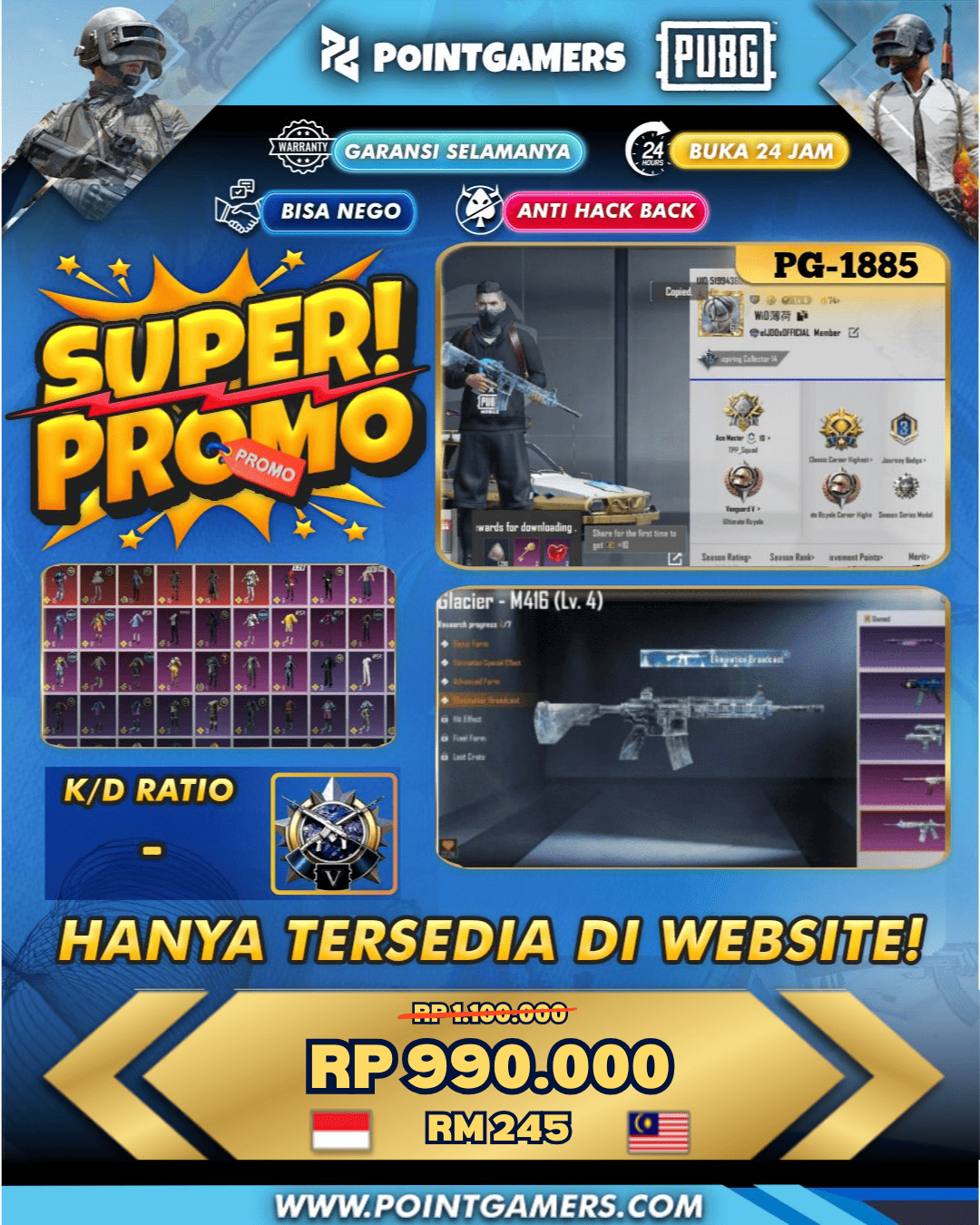 PG-1885 - PROMO M4 GLACIER LV 4, M16 BLOOD & BONES LV 1