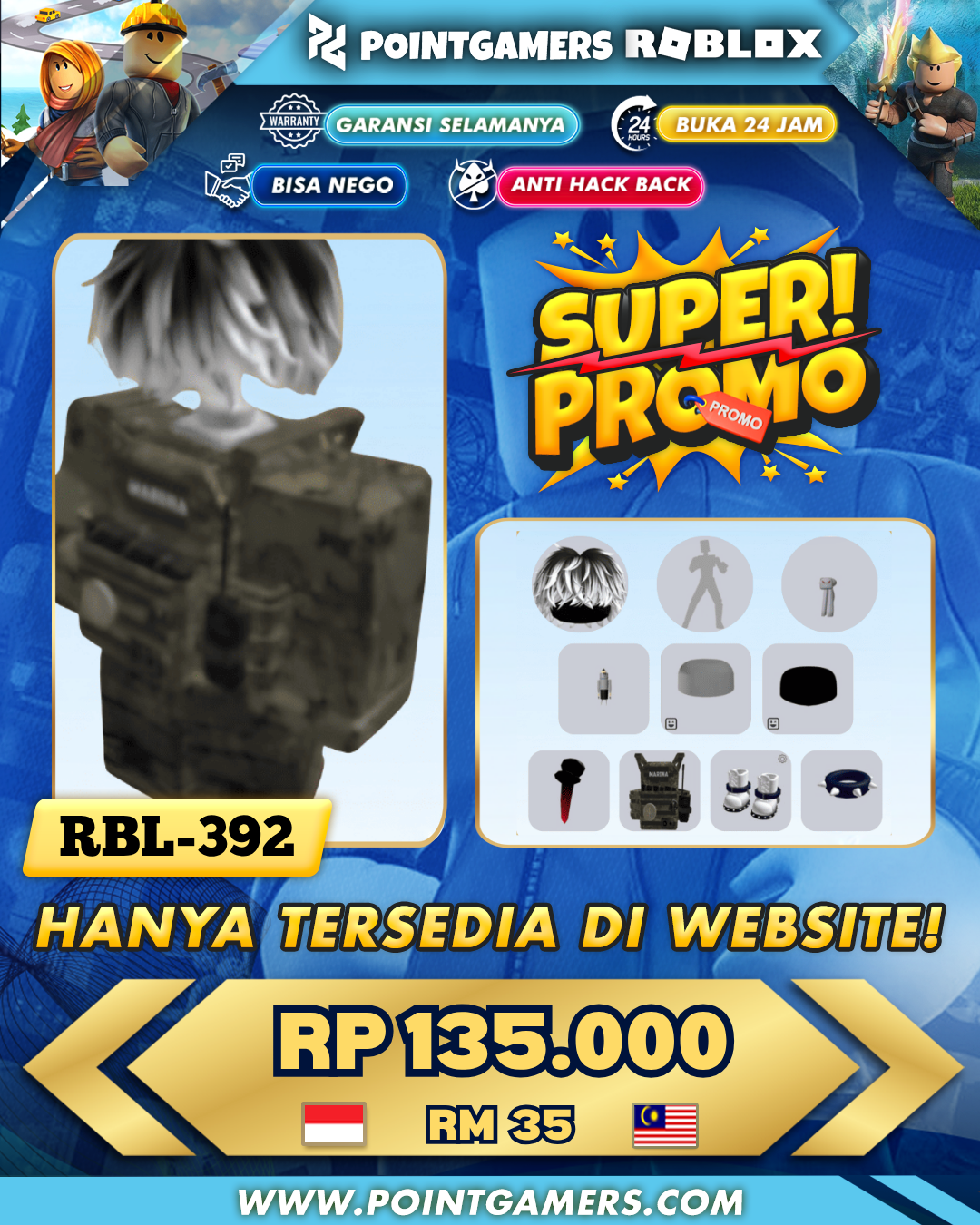 RBL-0392 - PROMO CHALECO ANTIBALAS, BADAN PENSIL